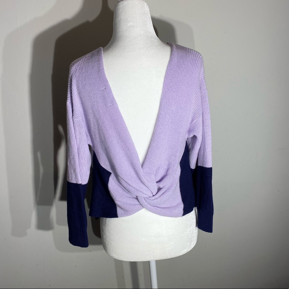 navy and purple knit sweater - Picture 3 of 5
